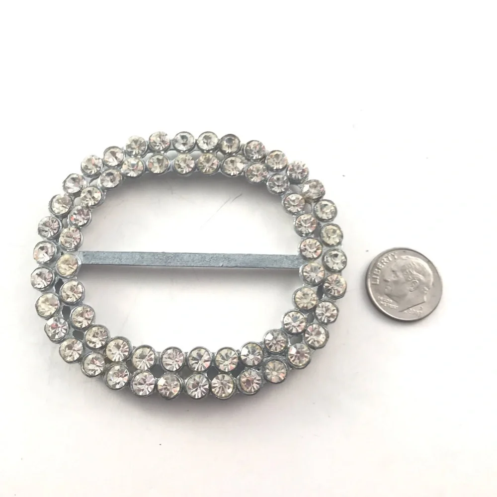 Vintage Buckle Rhinestone Scarf Slide Accessories